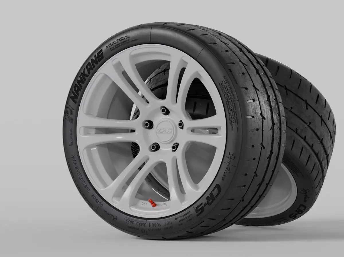Kansei Neo Rims with Nankang Sportnex CR-S Semi Slick Tires 3D model