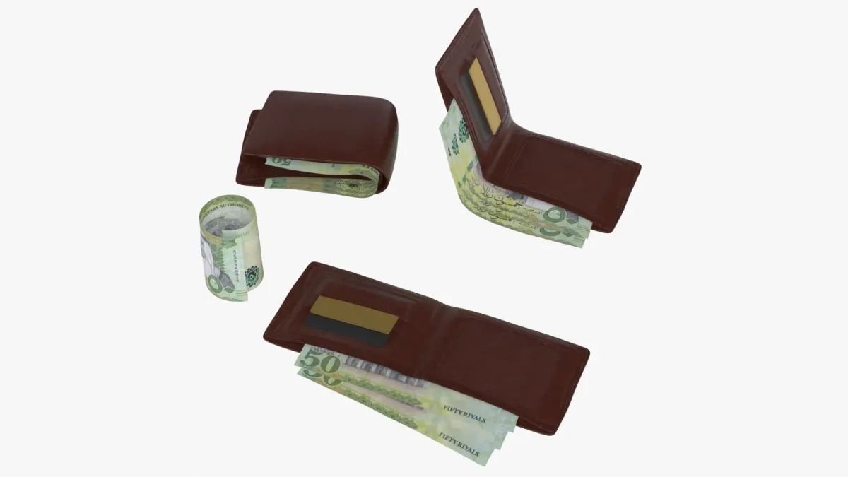 Saudi 50 Riyals Wallet Money Purse 3D model