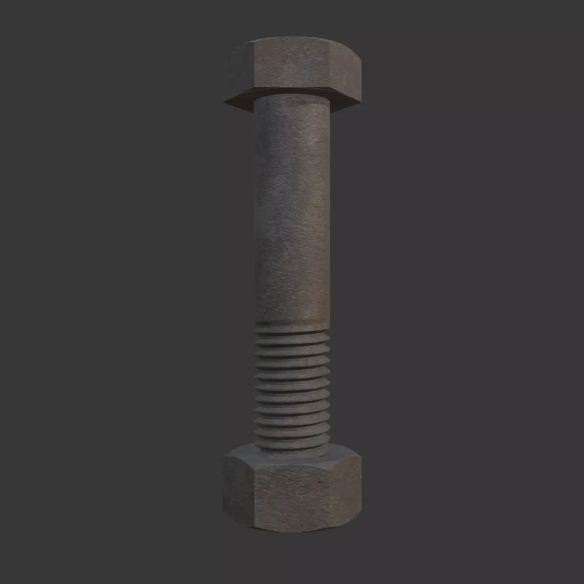 M12 Hex Bolts and Nuts with Rusty Iron Texture 3D model