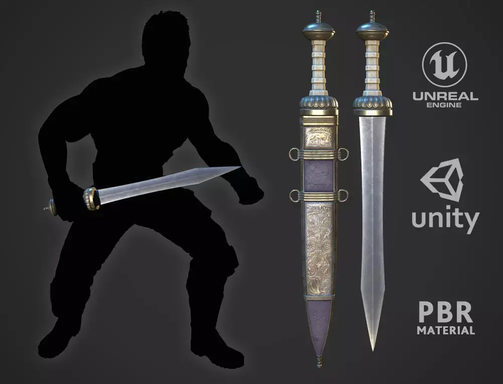 Centurion Gladius Low-poly 3D model