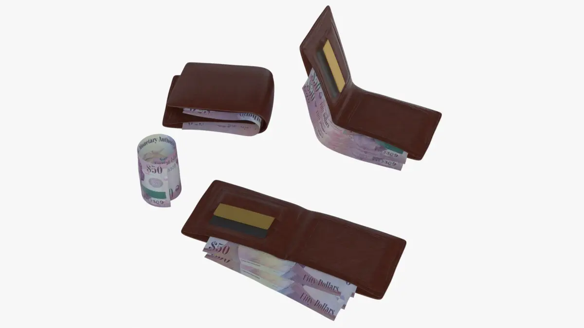 Cayman Islands British 50 Dollar Wallet Money Purse 3D model