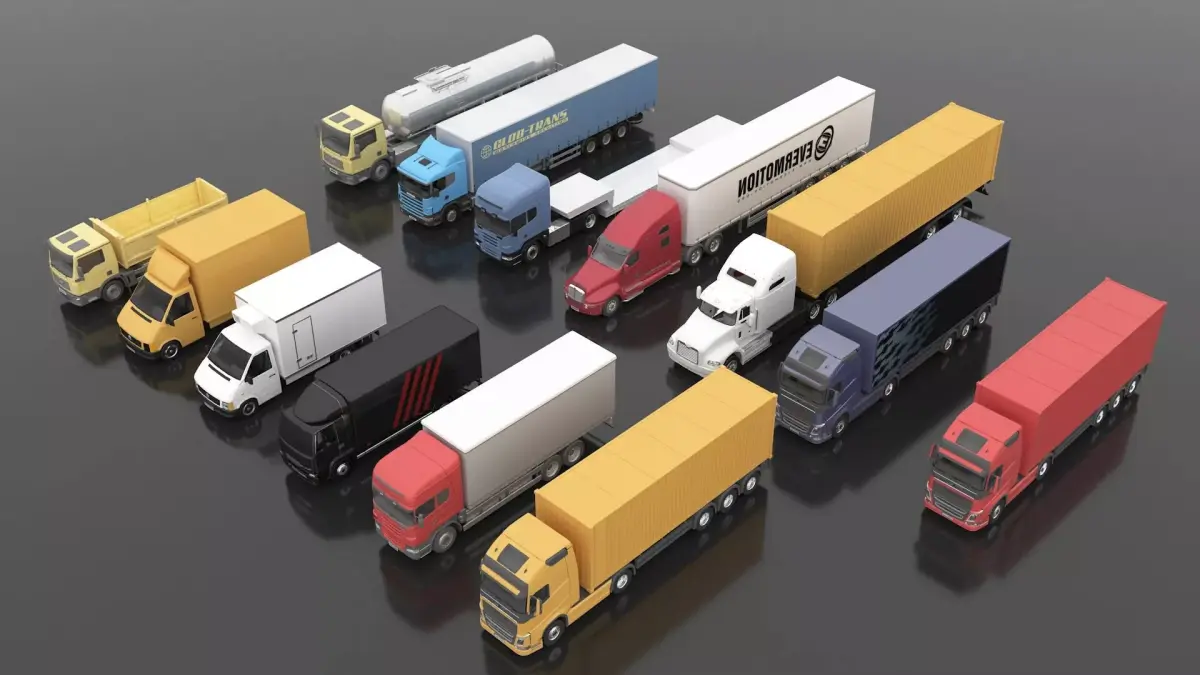 Modern Truck 3D Model Collection Low-poly 3D model