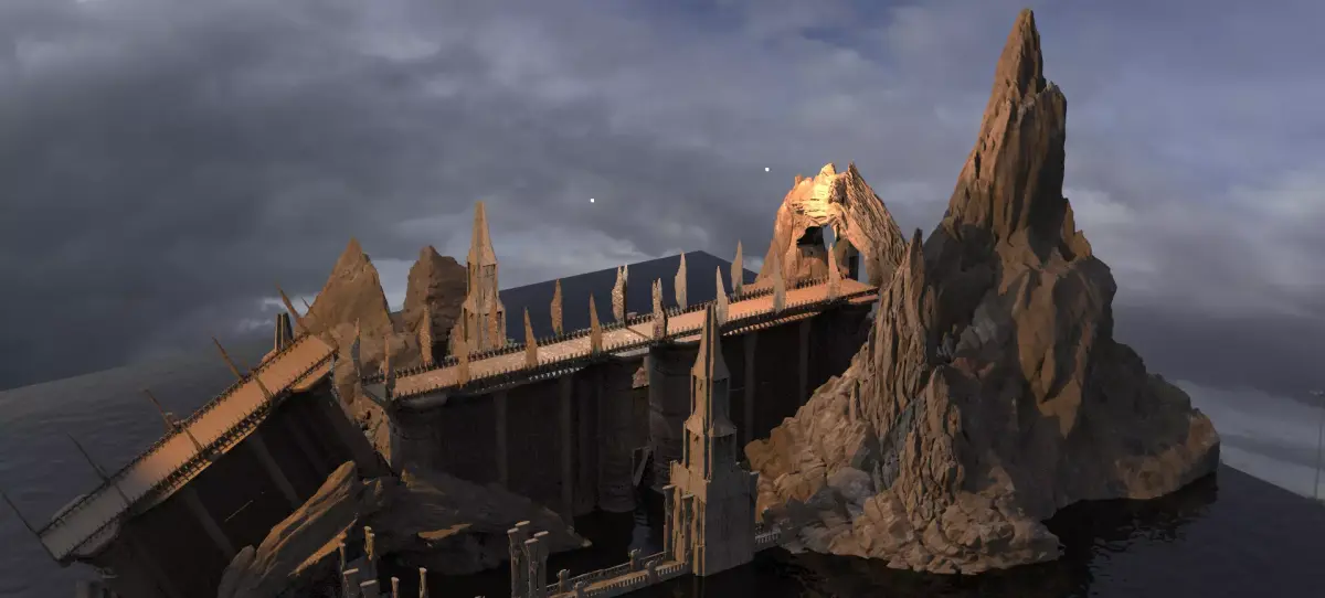 Mongal Castle mountain bridge 4  3D model