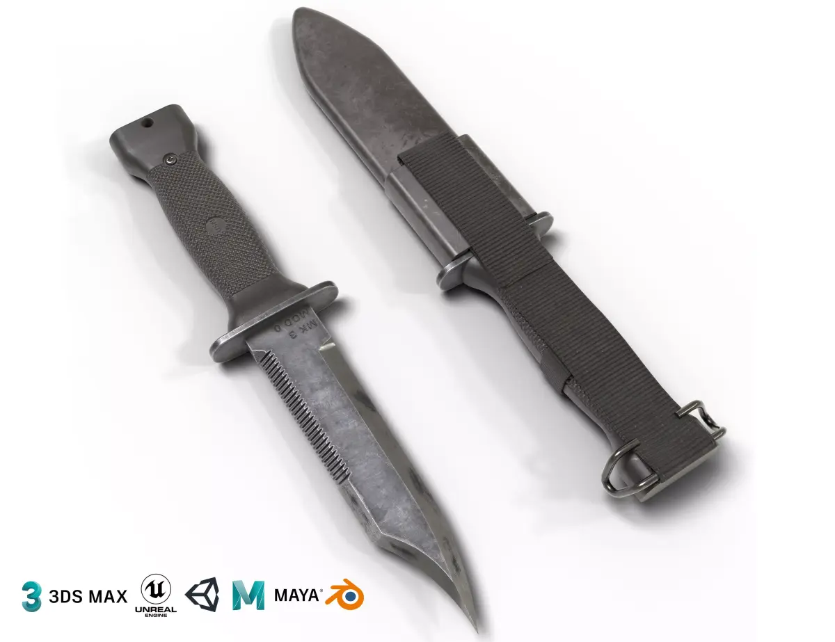 Us navy mk3 kabar Low-poly 3D model