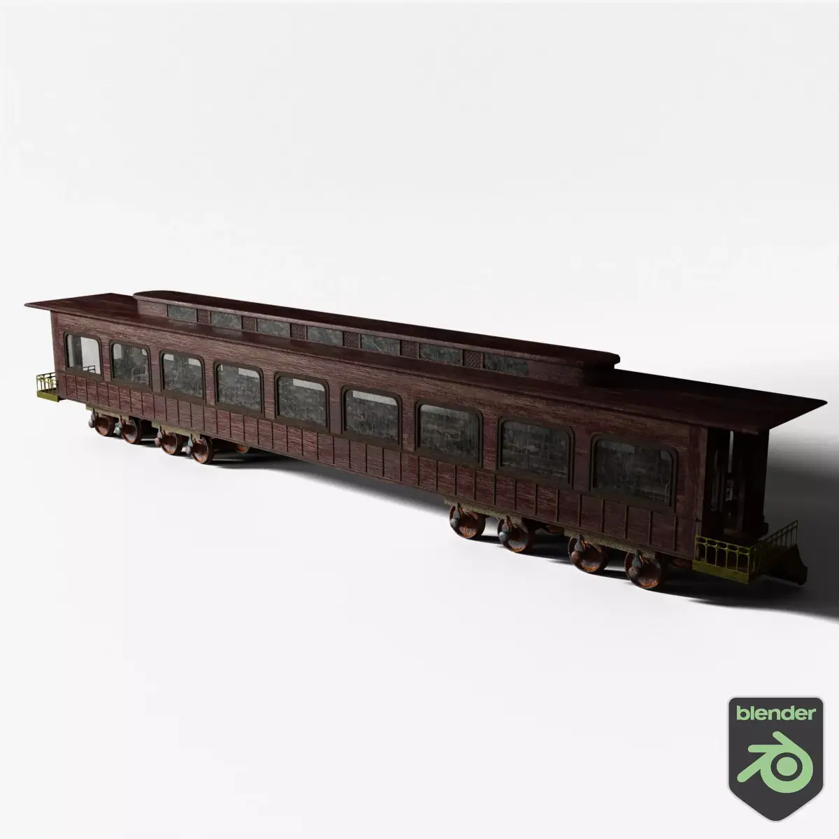 Victorian Passenger Train Carriage Low-poly 3D model