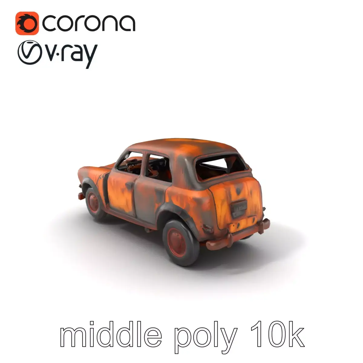 Rusty Burned Vehicle SideView model pack Low-poly 3D model