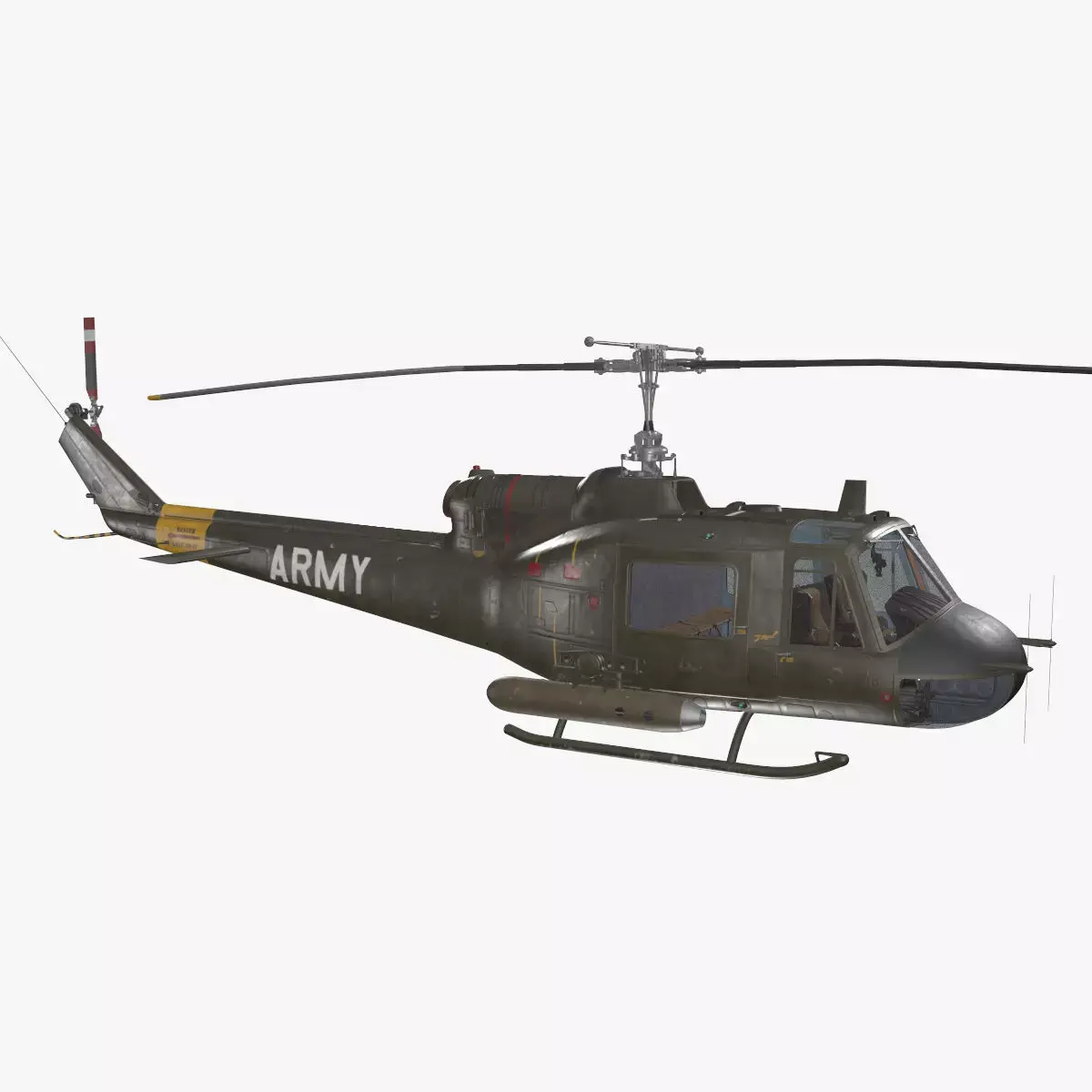 Bell UH-1B US Army Basic Animation Low-poly 3D model