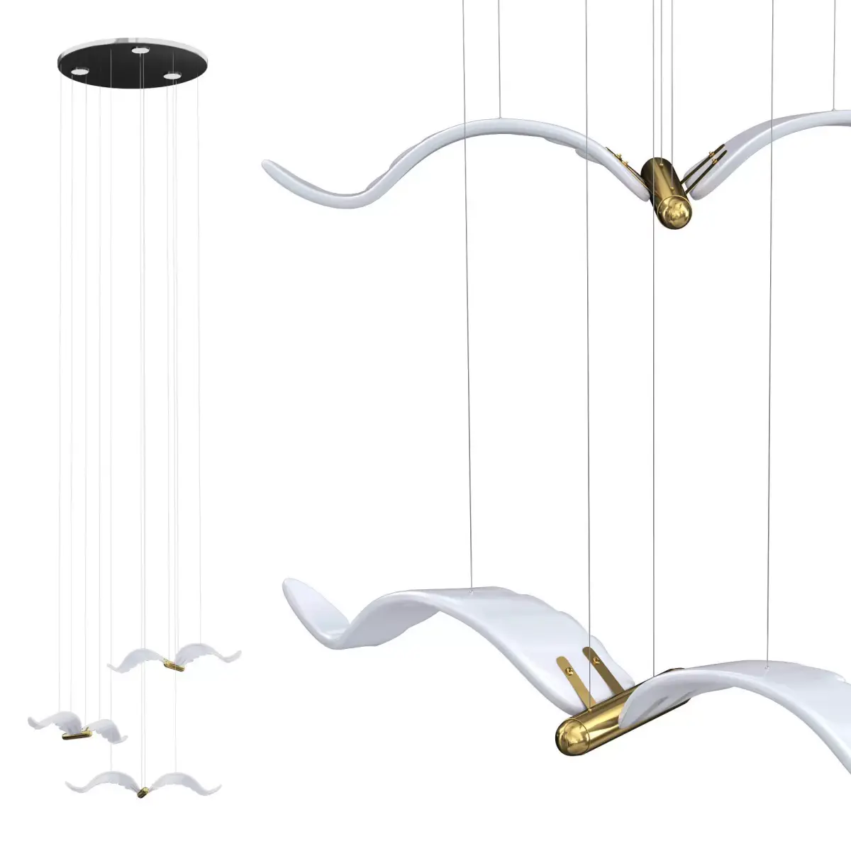 Large Seagull Chandelier 3D model