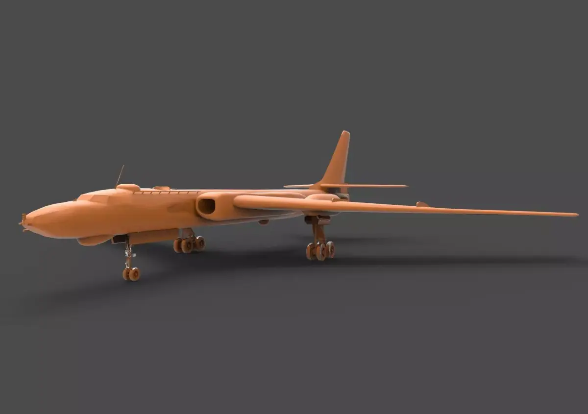 tu-16 orange fighter jet 3D print model