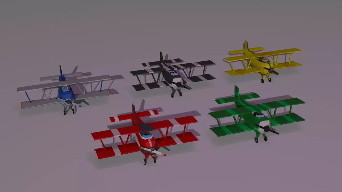 Low-Poly model 5 planes Low-poly 3D model