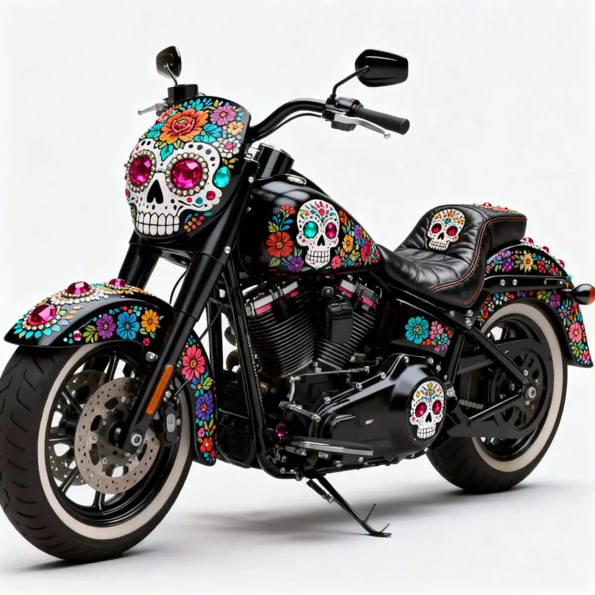 Mexican Dia de los Muertos Cruiser Motorcycle Low-poly 3D model