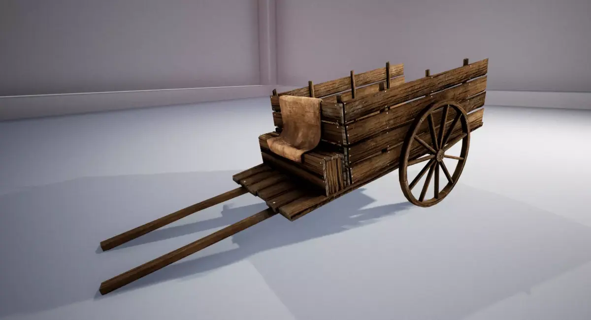 Medieval Cart Low-poly 3D model 7