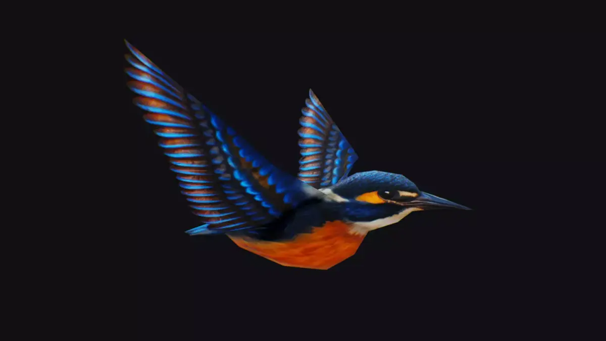 Realistic Kingfisher Animated Bird Hummingbird Shoal Low-poly 3D model