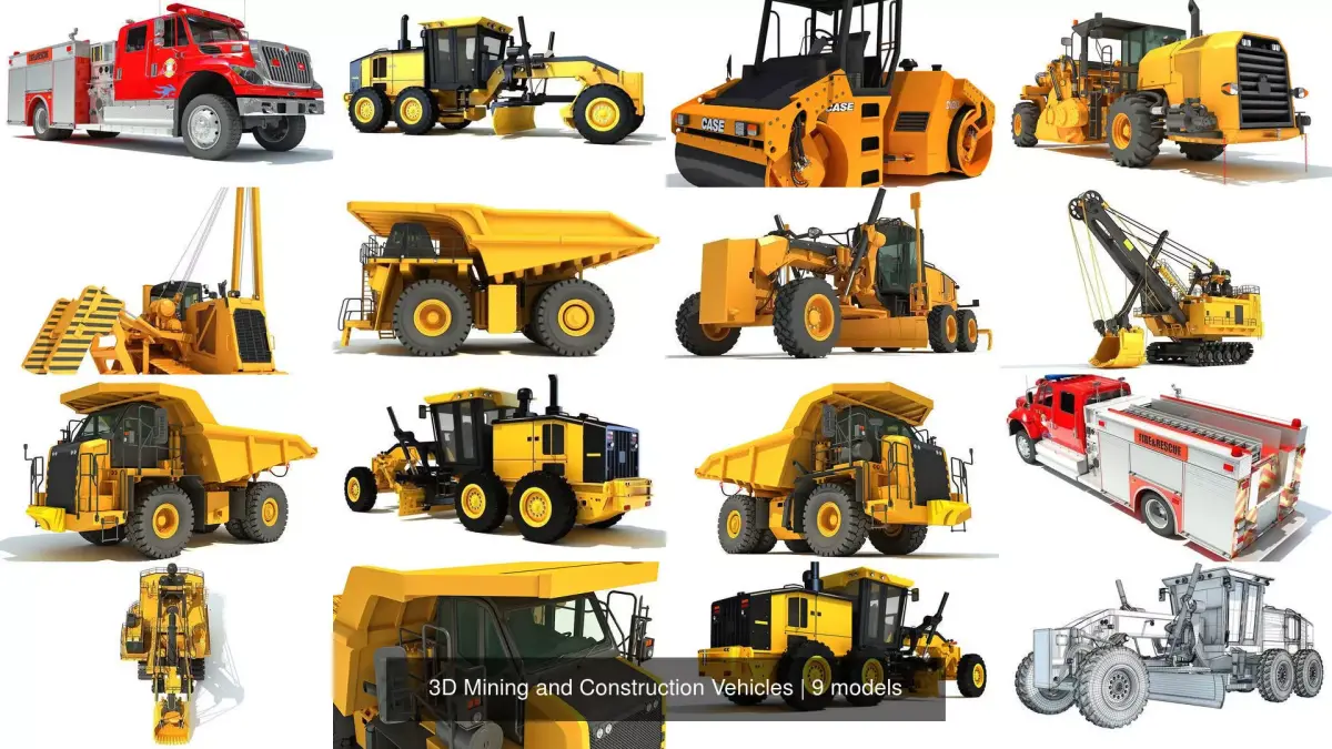 3D Mining and Construction Vehicles 3D Model Pack