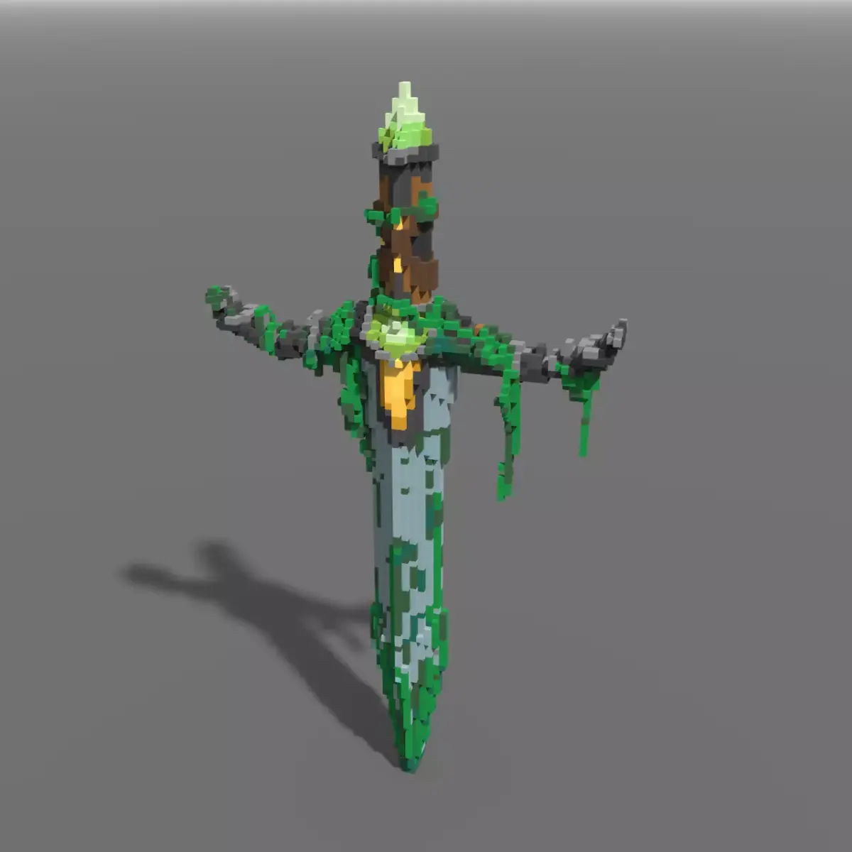 Voxel - Mossy Sword - Low-poly 3D Model Low-poly 3D model