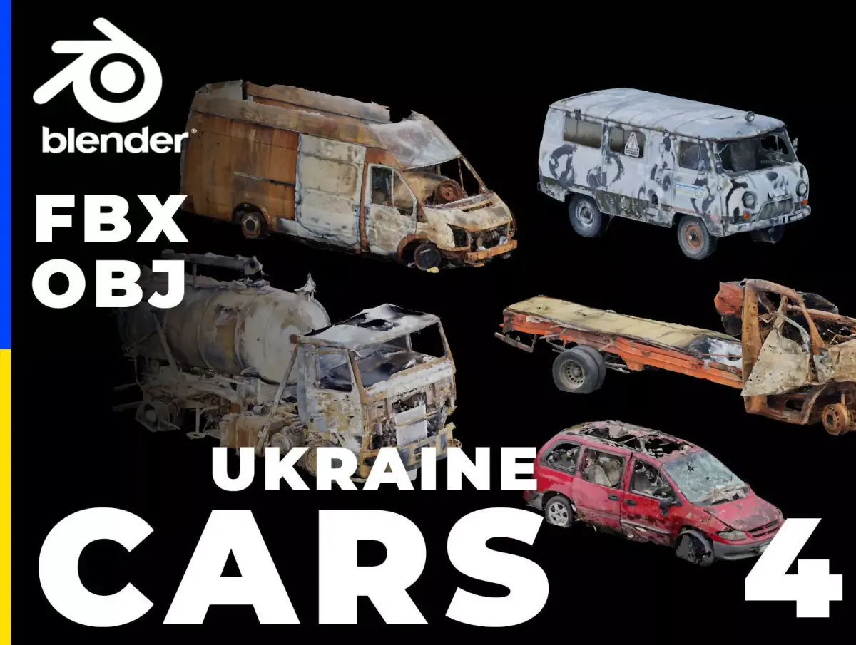 USCANS Ukraine  Cars set 4 Low-poly 3D model