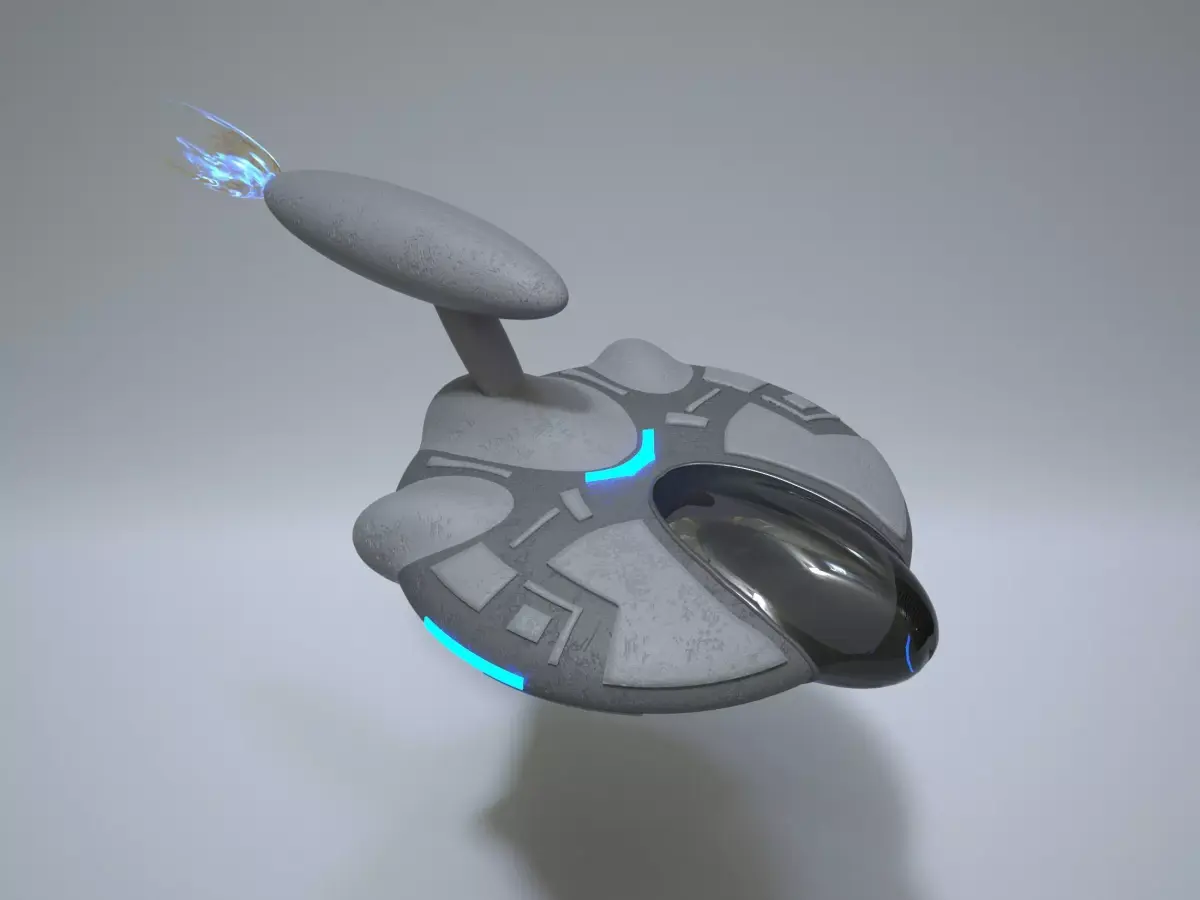 Spaceship Low-poly 3D model 2