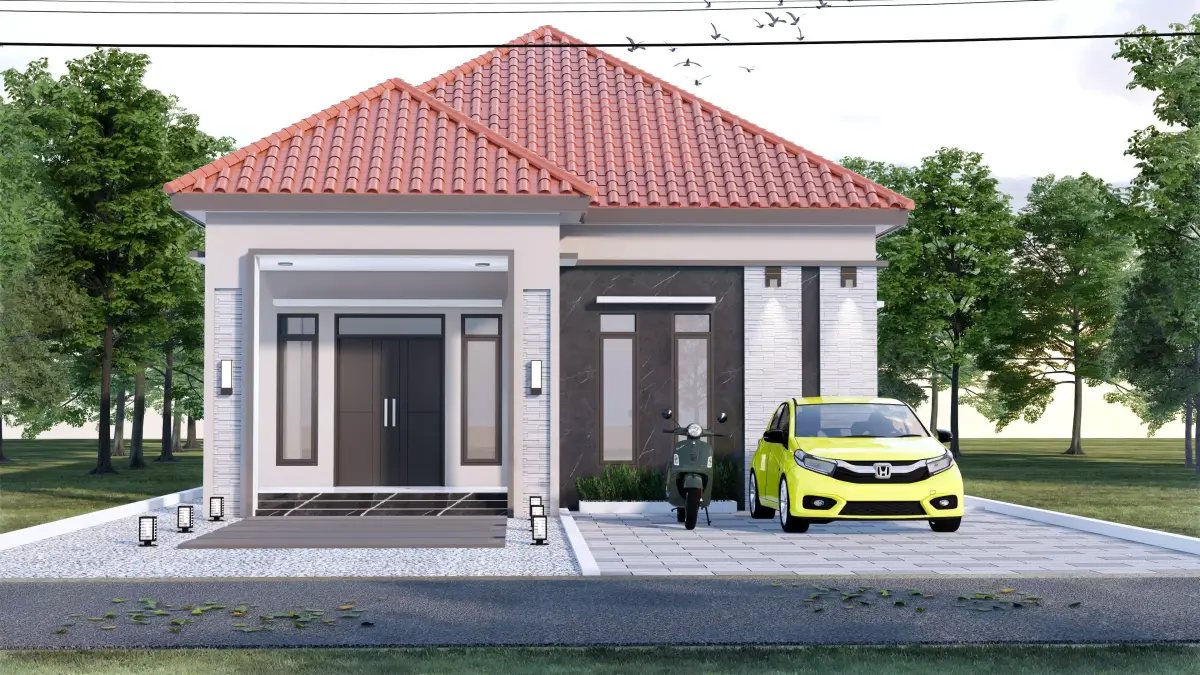 One floor Minimalist Modern House Design  3D model