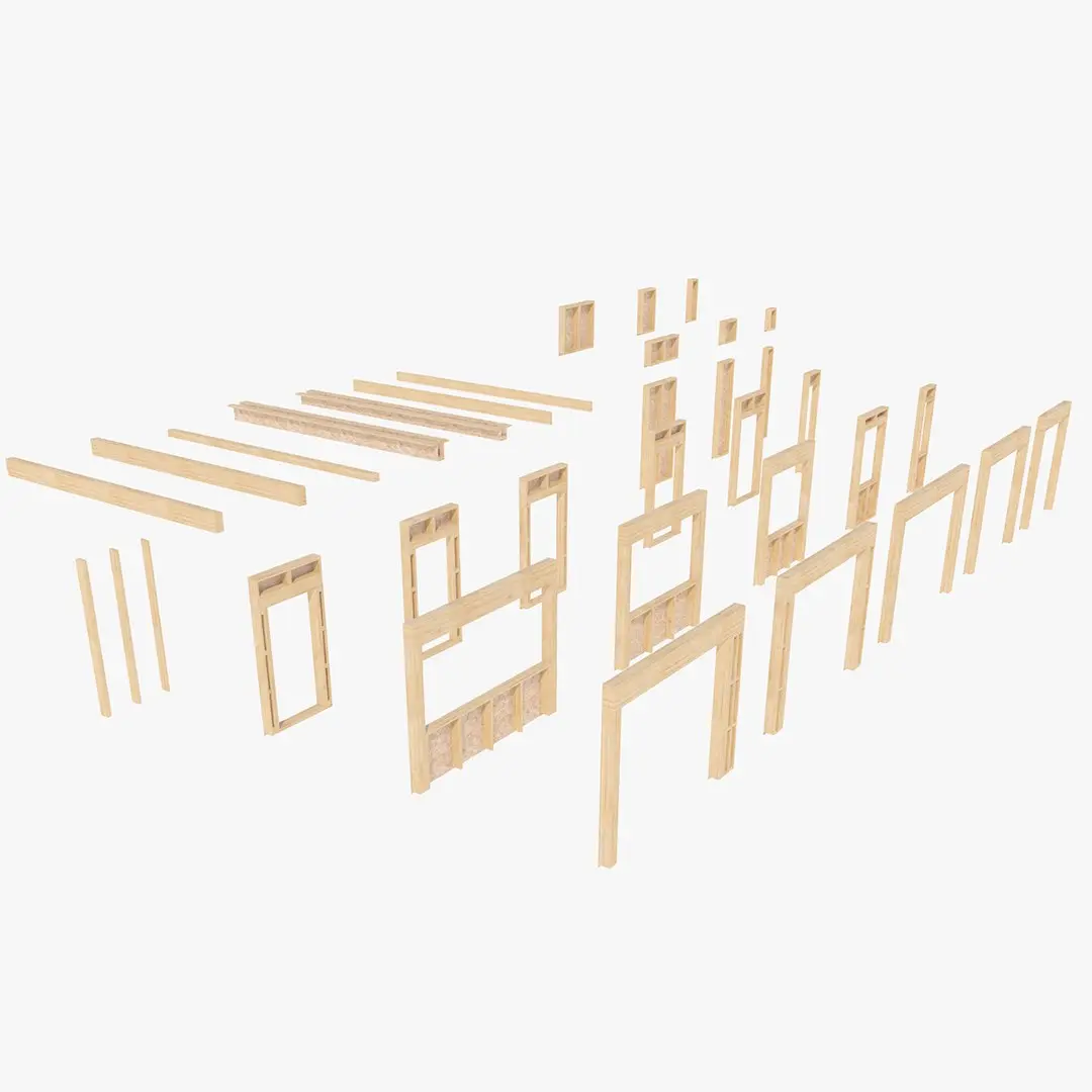 Prefab Timber Frame Wall Panels Modular Construction Kit 3D model