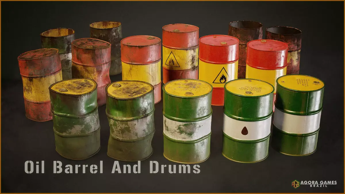 Oil Barrels and Drums Pack Low-poly 3D model