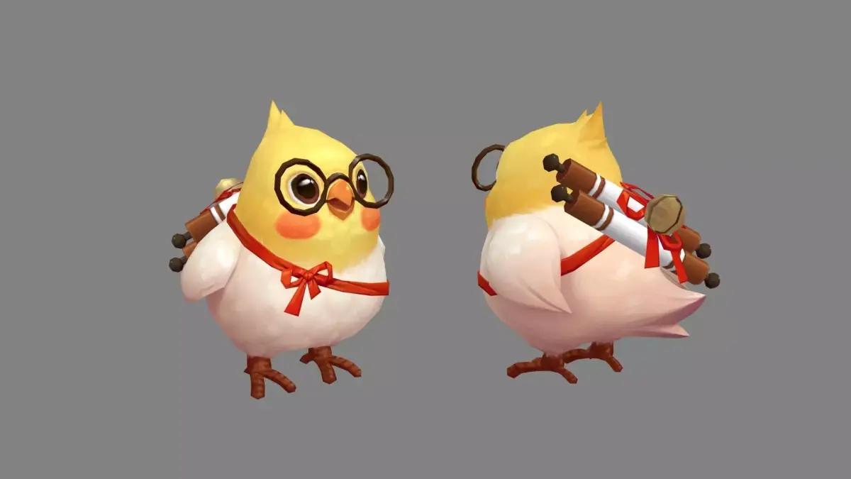 Cartoon bird with glasses Low-poly 3D model