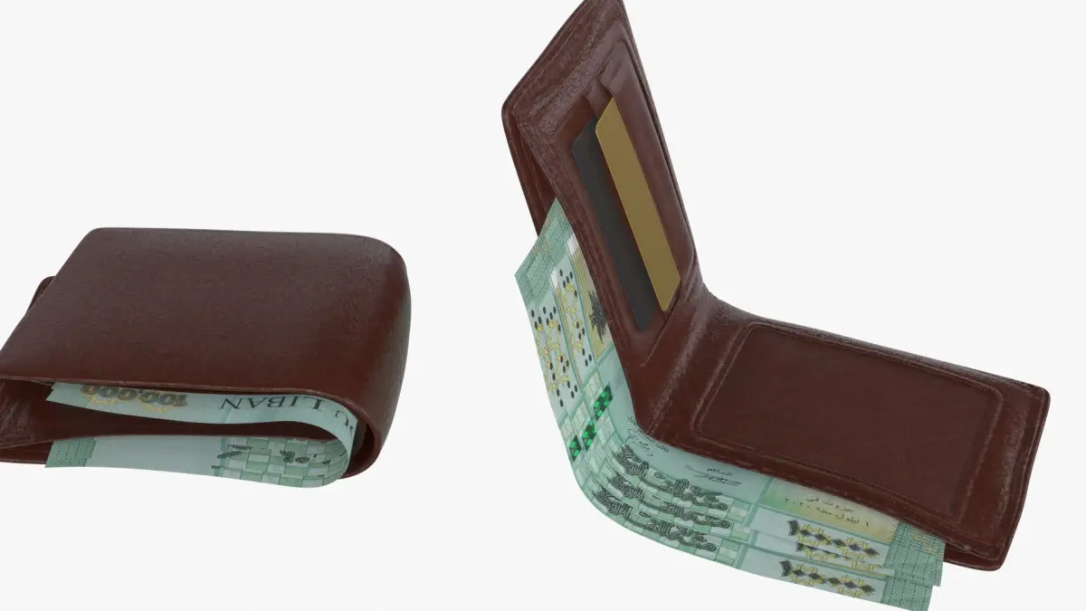 Lebanese 100000 Livres Wallet Money Purse 3D model