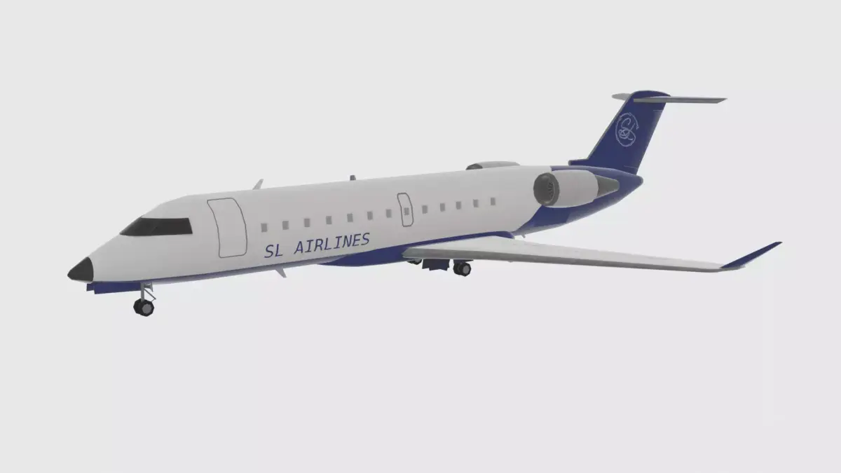 Jet Airliner with cabin interior Low-poly 3D model