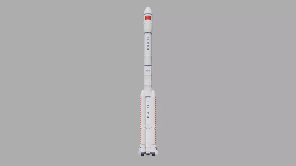 Long March 7A launch vehicle --- Blend-FBX 3D model