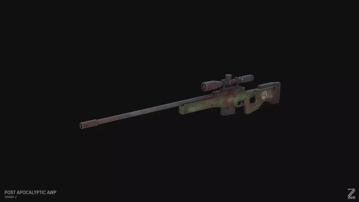 Post apocalyptic AWP Low-poly 3D model
