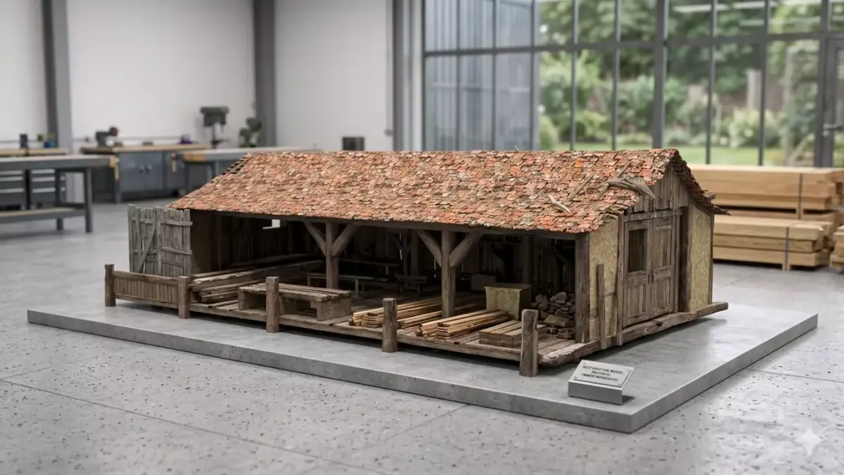 Rustic Medieval Wooden Workshop  Storage 3D Model 3D model