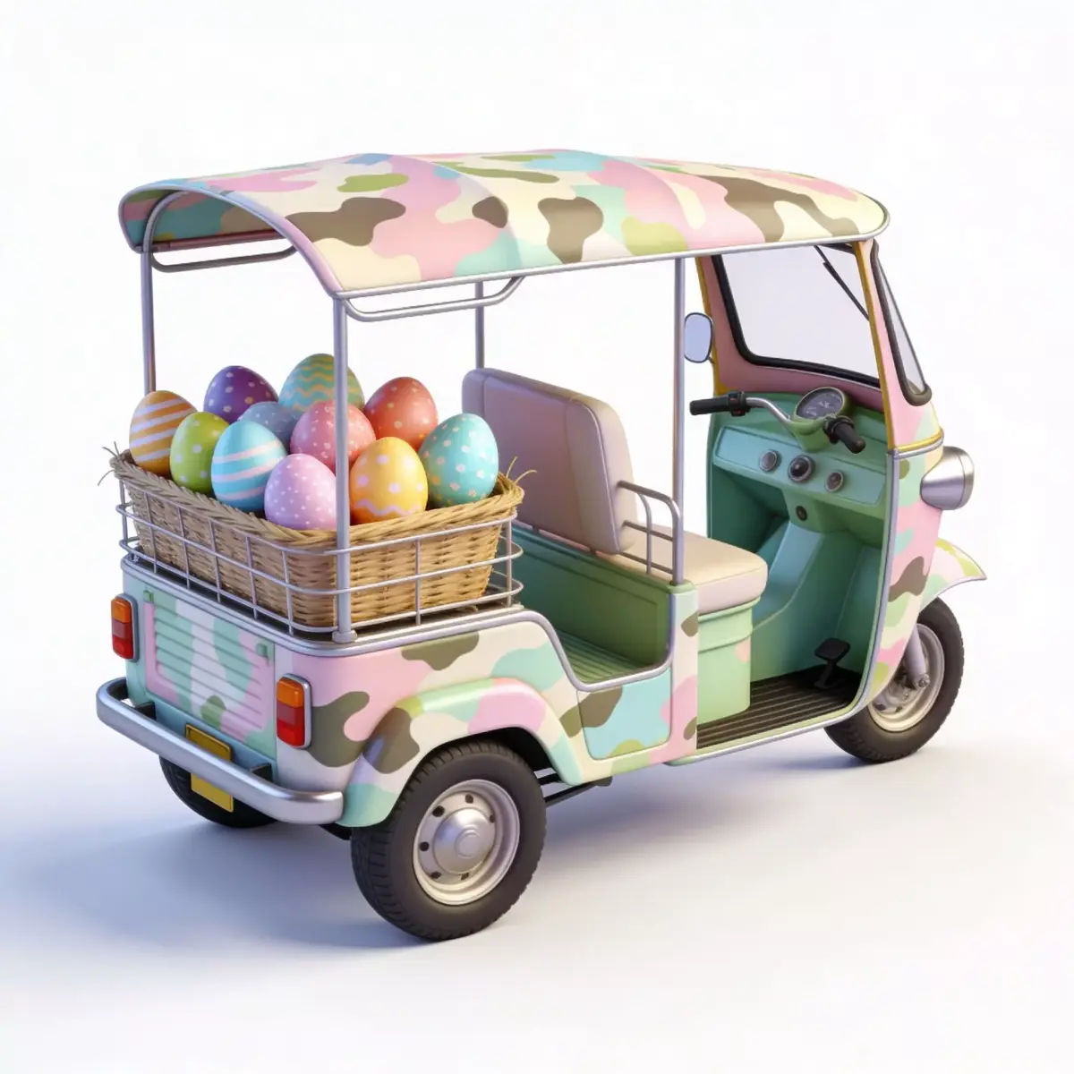 Pastel Tactical Easter Delivery Tuk-Tuk  Model Low-poly 3D model