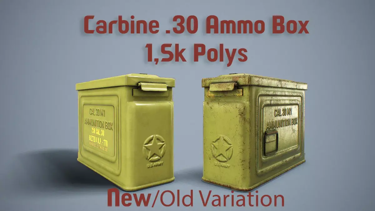 1942 US Ammo Box Carbine 30 PBR Low-poly 3D model