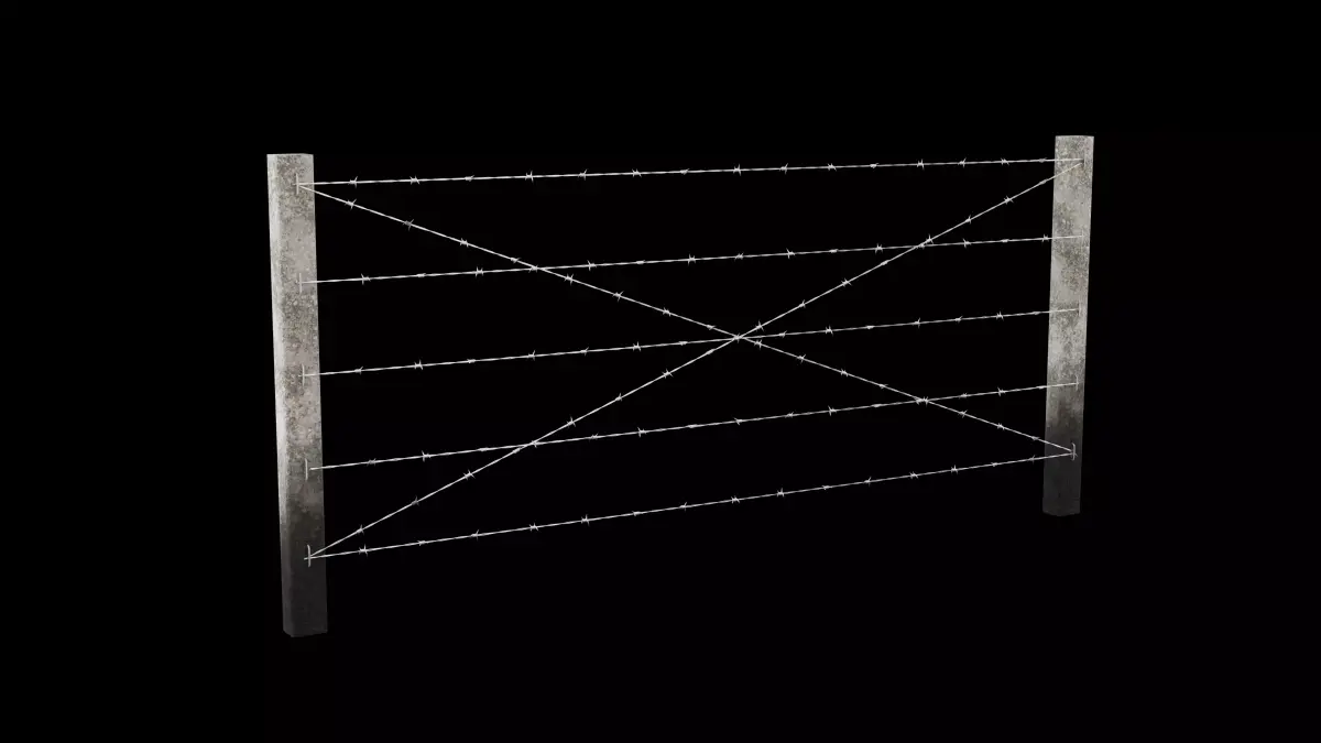 Barbed Wire Fence for Land Low-poly 3D model