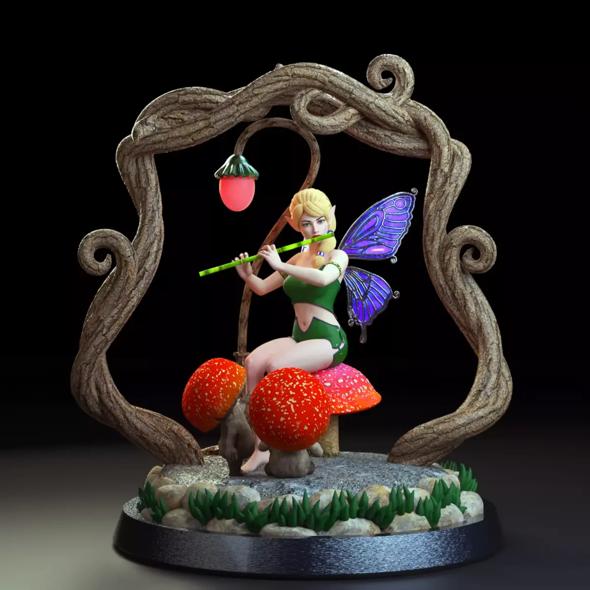 Tabletop Fairy Statue - The Forest Flute Player 3D print model