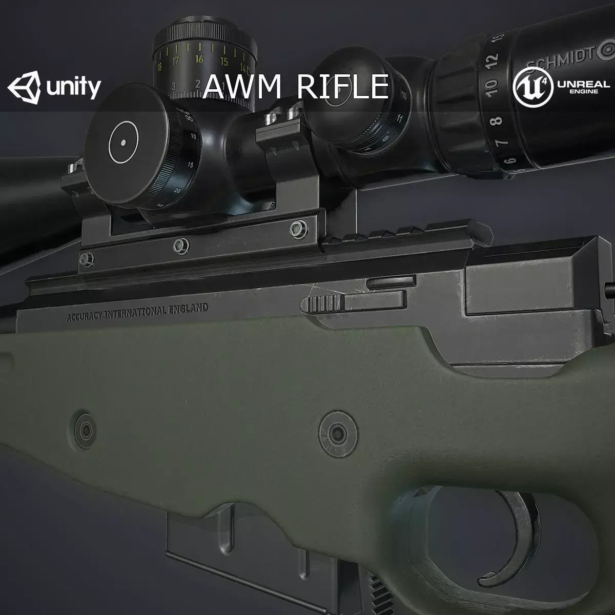 AWM Sniper Rifle Low-poly 3D model shop