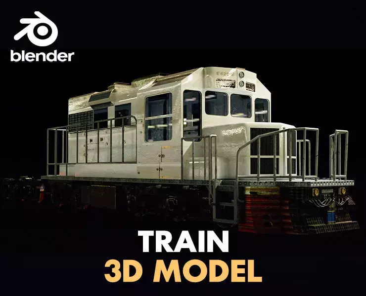 train with flat wagon Low-poly 3D model
