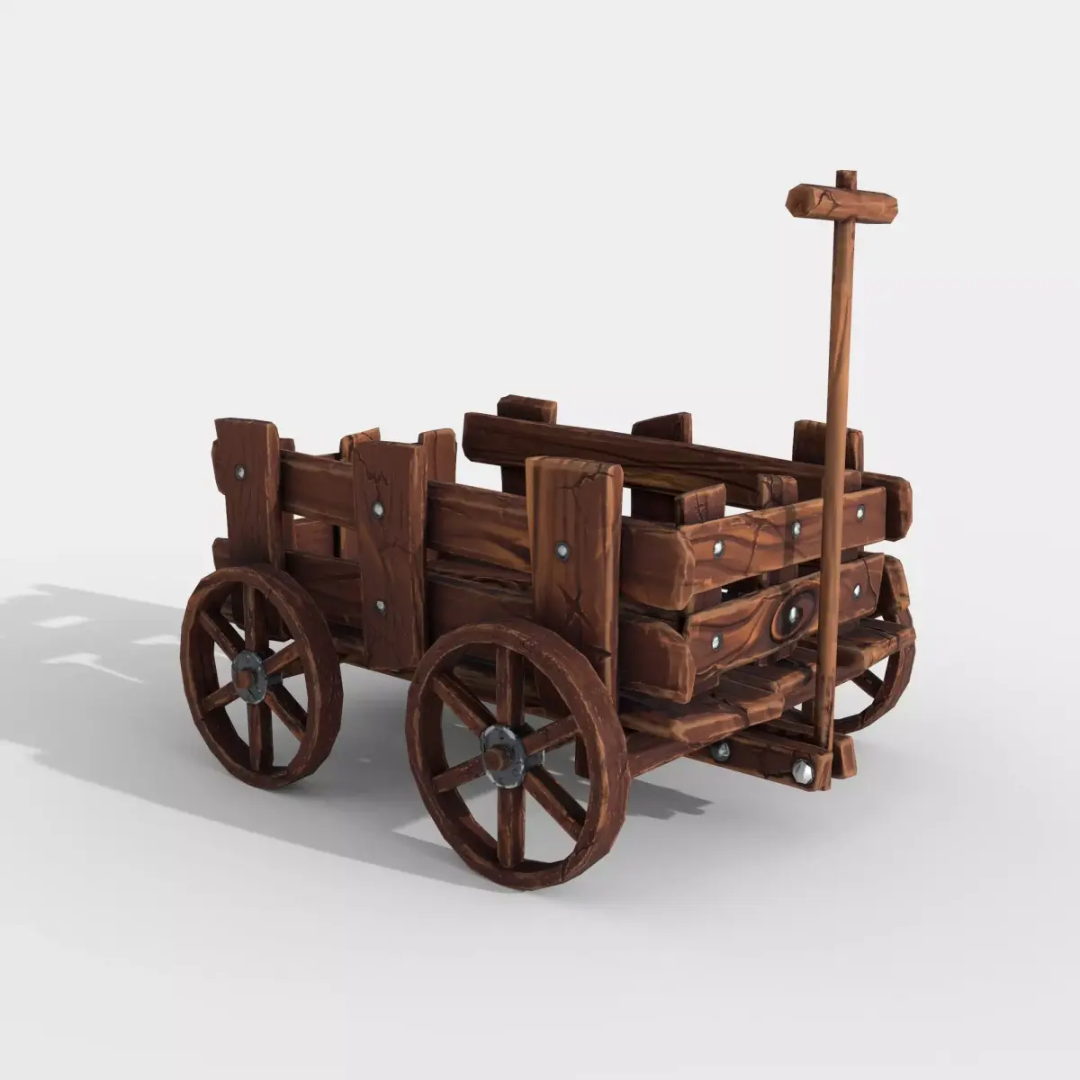 Stylized Hand-Cart Low-poly 3D model
