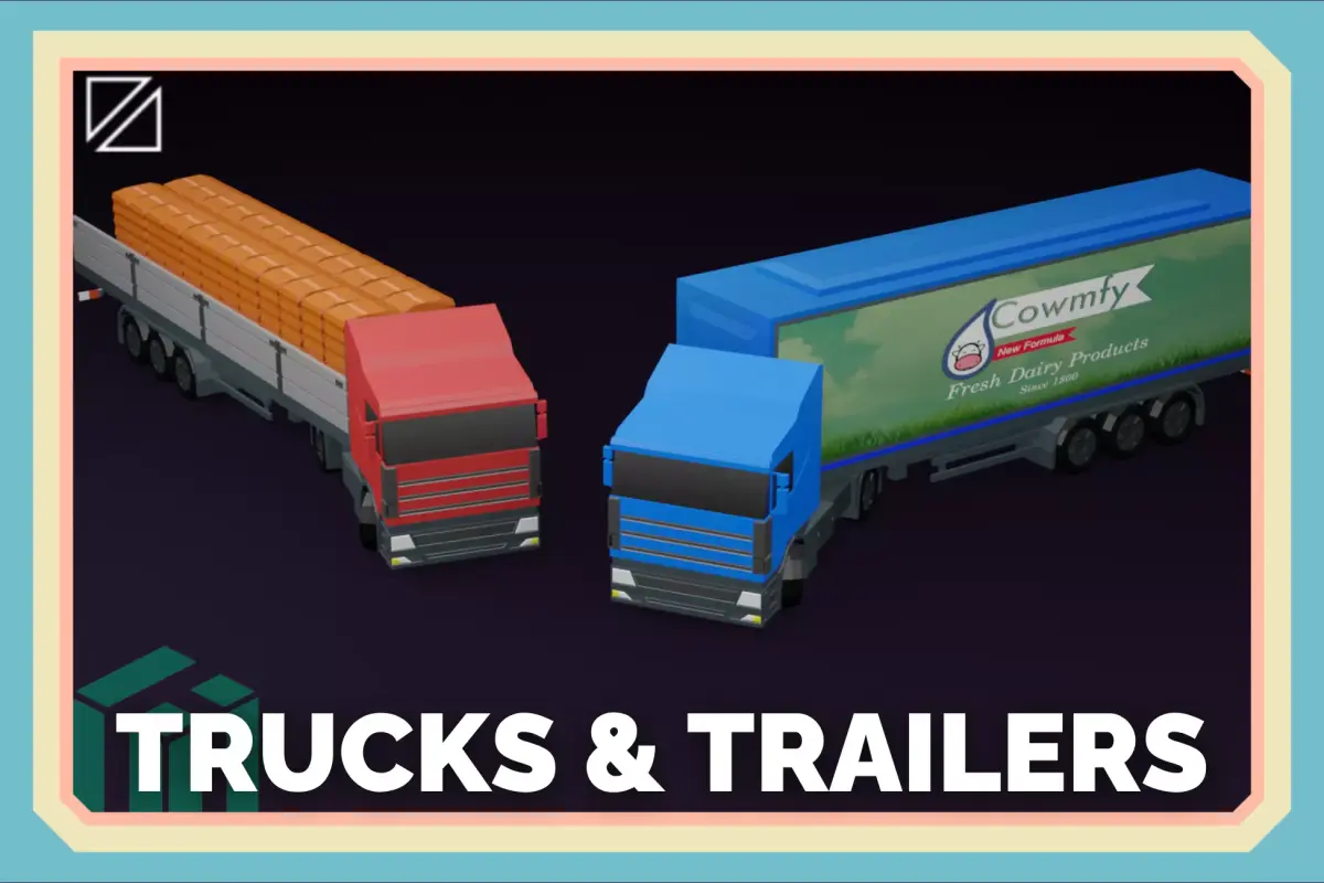 Trucks and Trailers - PolyPack - Low Poly Assets Low-poly 3D model