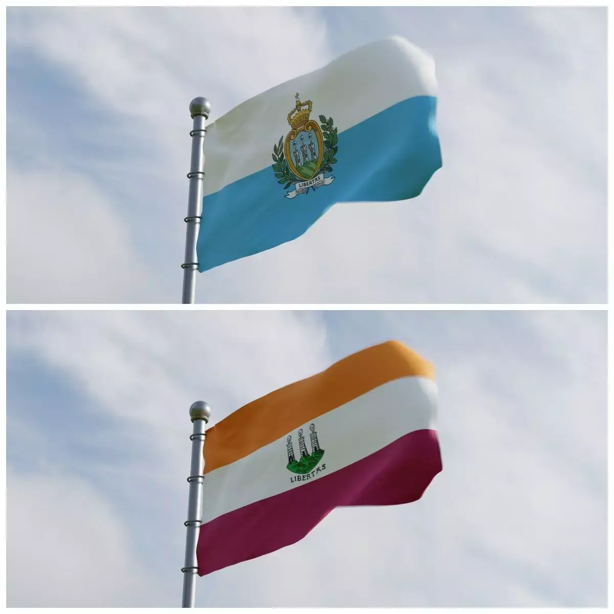 Animated San Marino Flags  3D model