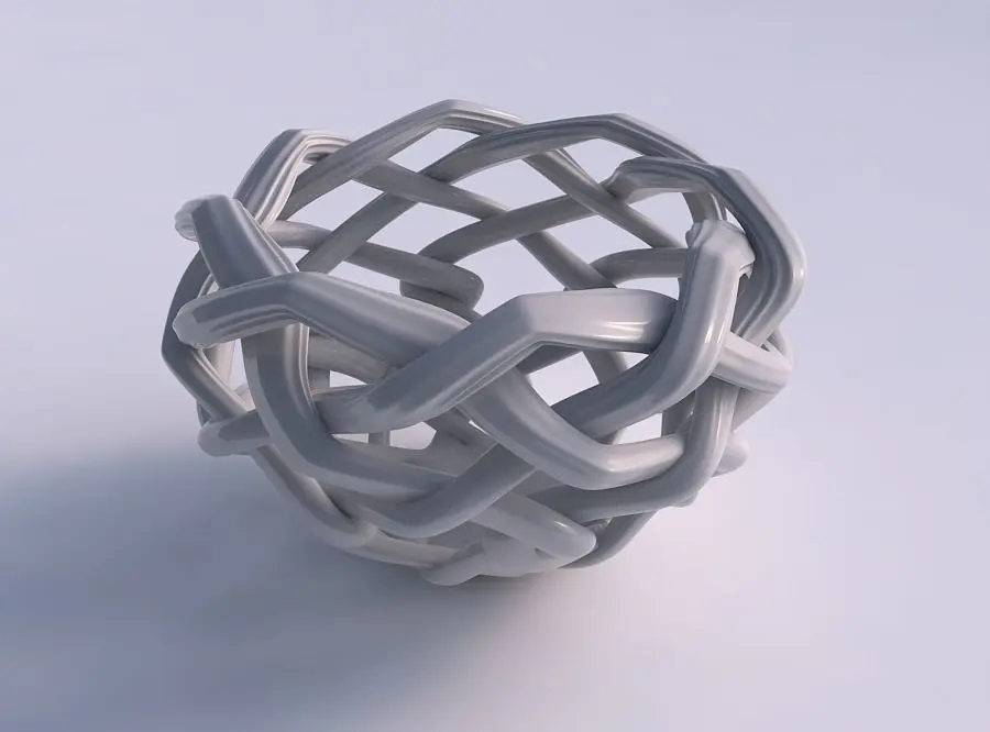 Vase wide on top part with interlacing lattice and extruded l... 3D print model 3