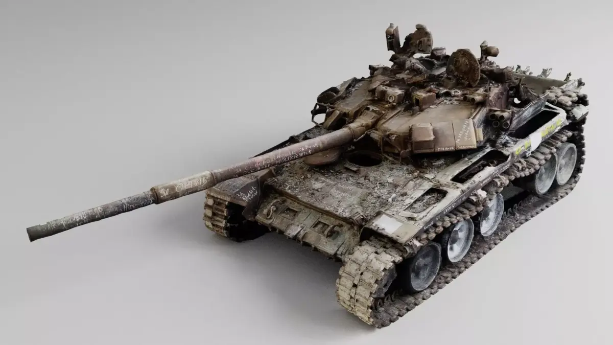 Russian T-90 tank destroyed by Ukrainian army  3D model
