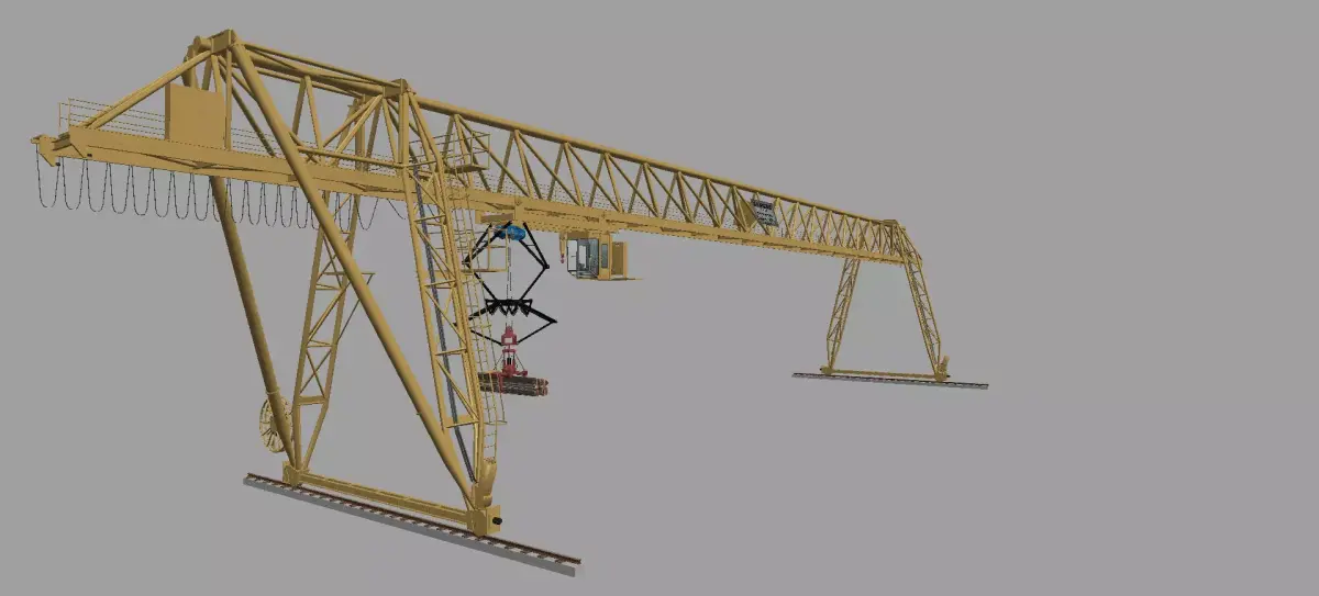Portal crane AUMUND  for the transfer of logs 3D model