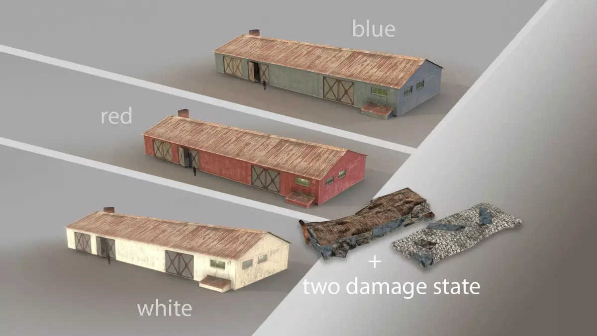 Old Garage 01 with damage DMG  3D Model Pack purchase