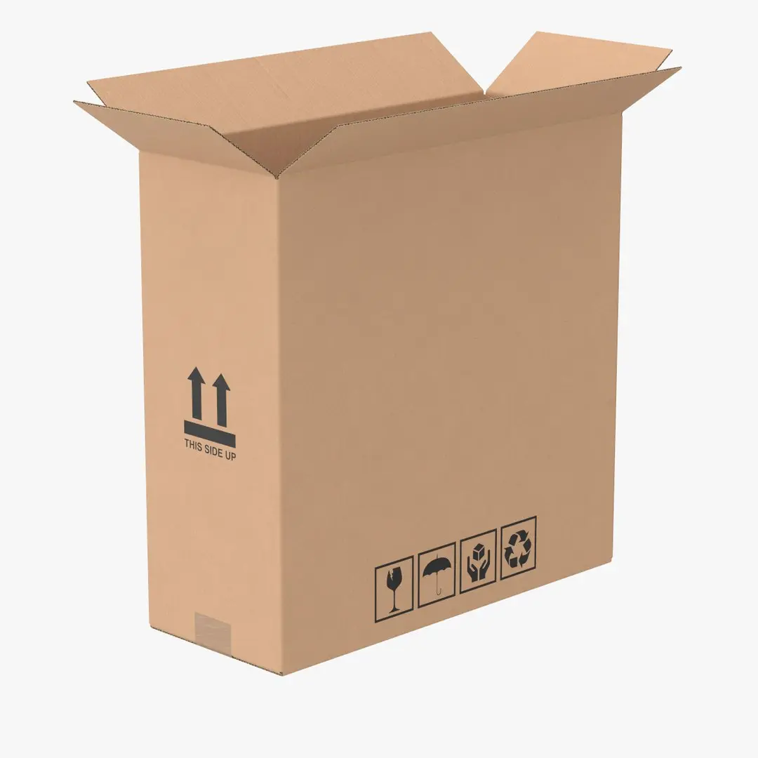 Cardboard Box 50x20x50 Half Open 3D model