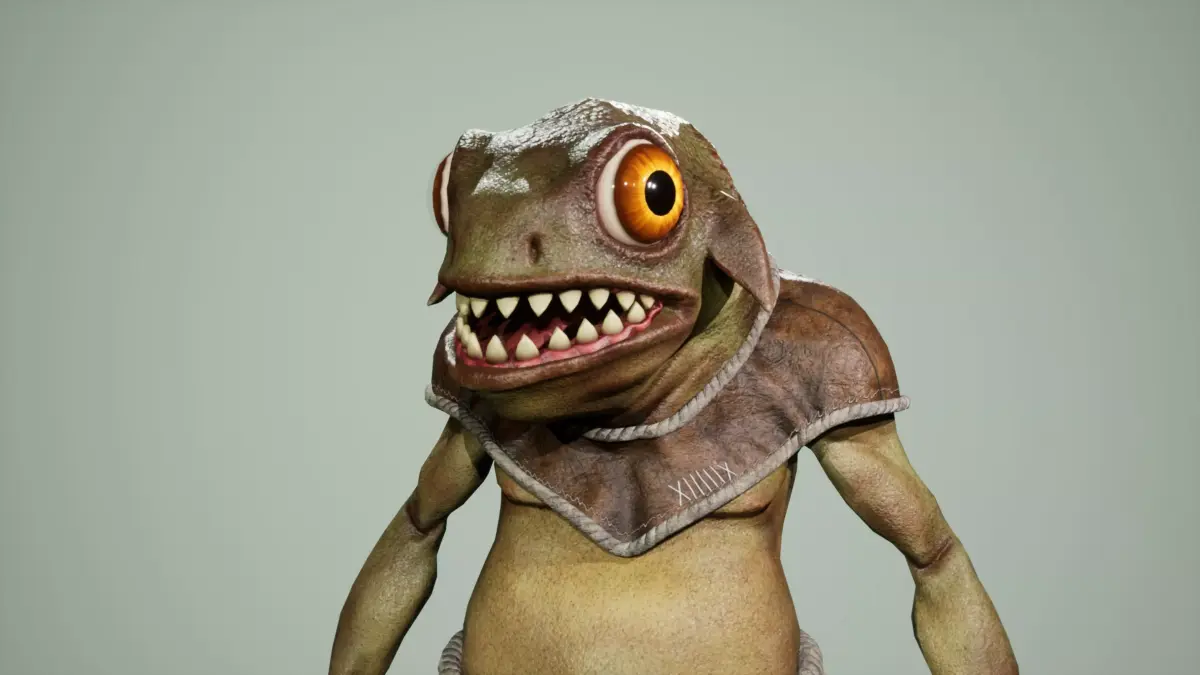 Gecko warrior Low-poly 3D model