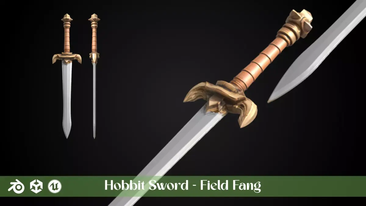 Stylized Hobbit Sword - Field Fang - Game Ready Free 3D model