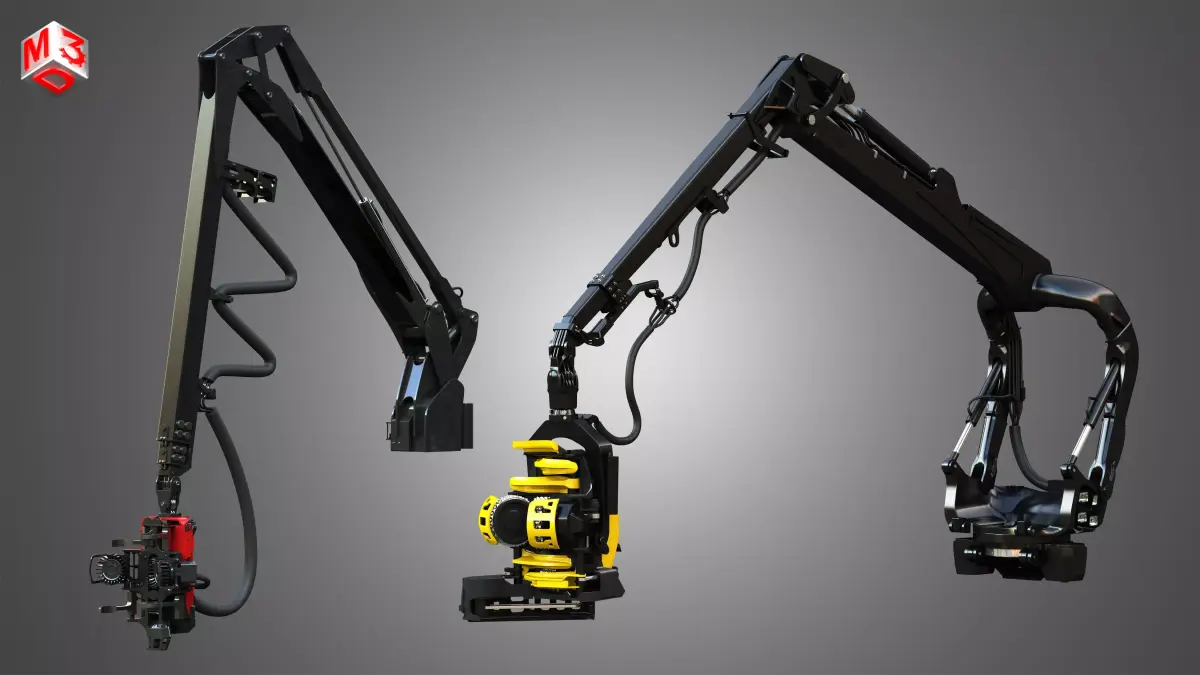 Forestry Harvester Cranes - 2 in 1 3D Model Pack