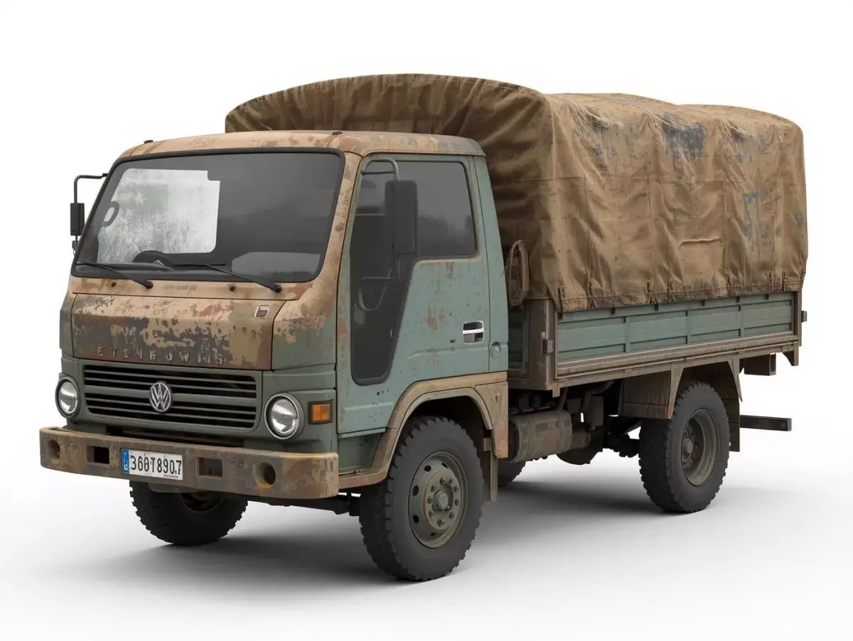 Small Middle Eastern Cargo Truck Green Blue 3D Model Low-poly 3D model