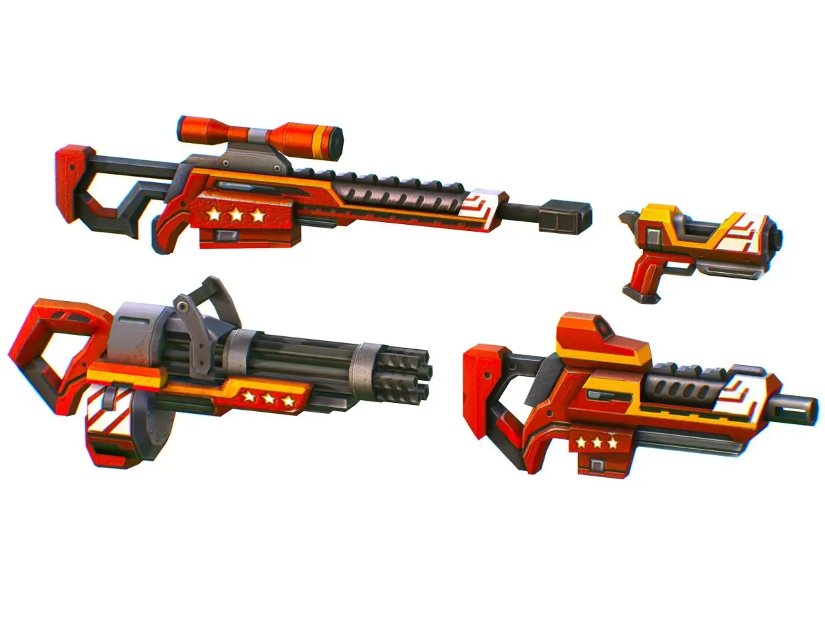 LowPoly Sci-FiCartoon Weapons Union Set Low-poly 3D model