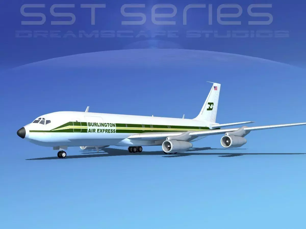 Boeing 707-320 SS Burlington Air Express 3D model